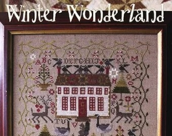 Counted Cross Stitch Pattern, Winter Wonderland, Primitive Decor, Colonial House, Blackbird Designs, PATTERN ONLY