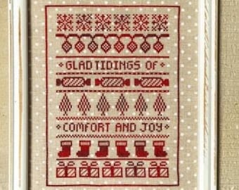 Counted Cross Stitch Pattern, Comfort and Joy, Christmas Decor, Line Sampler, Motifs, Janis Note, Noteworthy Needle, PATTERN ONLY
