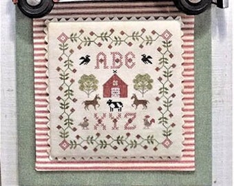 Counted Cross Stitch Pattern, Farm Life Sampler, Barn, Barnyard Animals, Primitive Decor, Country Rustic The Nebby Needle, PATTERN ONLY