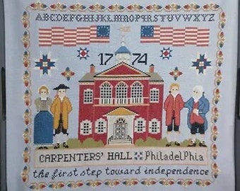 Counted Cross Stitch Pattern, Carpenters' Hall 1774, Patriotic Sampler, Historical, Alphabet Sampler, Twin Peak Primitives, PATTERN ONLY