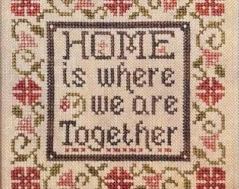 Counted Cross Stitch Pattern, Home, Inspirational, Border, Flower Motifs, Pillow Ornament, Bowl Filler, My Big Toe Designs, PATTERN ONLY