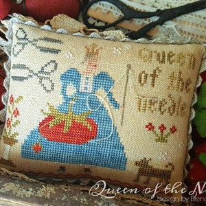 Counted Cross Stitch Pattern, Queen of the Needle, Primitive Decor, Tomato Pincushion, Needles, Thread, Brenda Gervais, PATTERN ONLY