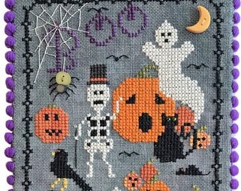 Counted Cross Stitch Pattern, Haunted Hootenanny, Halloween Decor, Pillow Ornament, Bowl Filler, Ghosts, Praiseworthy Stitches, PATTERN ONLY