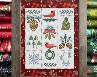 Counted Cross Stitch Pattern, Winterly Sampler, Winter Decor, Winter Sampler, Cardinals, Snowy Motifs, Robin Pickens, PATTERN ONLY