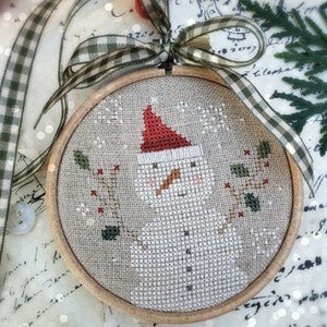 Counted Cross Stitch Pattern, Holiday Hoopla, Christmas, Snowman, Winter Decor, Snowflakes, Primitive Decor, Brenda Gervais, PATTERN ONLY