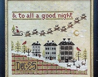 Cross Stitch Pattern, To All A Good Night, Christmas Decor, Santa, Reindeer, Christmas Eve Night, Cardinals, Hello From Liz, PATTERN ONLY
