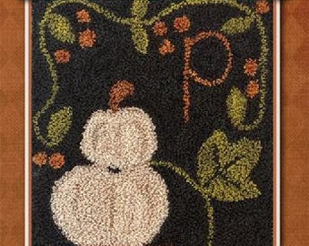 Punch Needle Pattern, P is for Pumpkin, White Pumpkins, Fall Decor, Autumn Decor, Punch Needle, Little House Needleworks, PATTERN ONLY