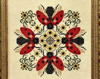 Counted Cross Stitch Pattern, Ladies Who Lunch, Ladybugs, Sunflowers, Garden Decor, Ladybug, Flowers, Fox and Rabbit, PATTERN ONLY