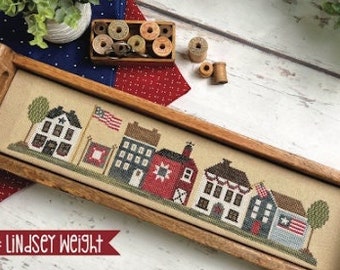 Counted Cross Stitch Pattern, Star Spangled Street, Americana, Patriotic, Independence, Primrose Cottage Stitches, PATTERN ONLY