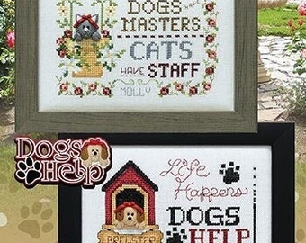 Counted Cross Stitch Pattern, Masters & Staff, Dogs Help, Home Decor, Pet Lovers, Doghouse, Personalize, Stoney Creek, PATTERN ONLY