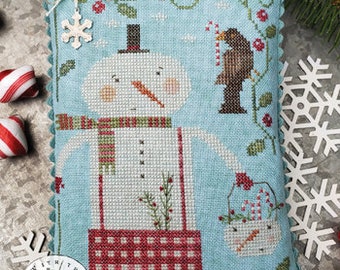 Counted Cross Stitch Pattern, Peppermint Pals, Christmas Decor, Snowman, Crow, Candy Canes, Primitive Decor, Brenda Gervais, PATTERN ONLY