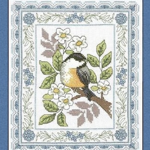 Counted Cross Stitch Pattern, Chirping Chickadee, Flower Motifs, Country Rustic, Bird Motif, Diane Arthurs, Imaginating, PATTERN or KIT ONLY