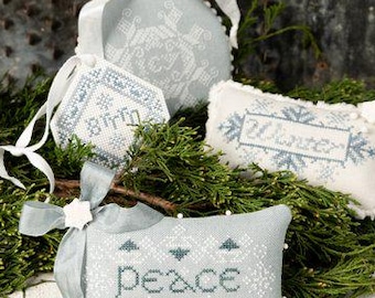 Cross Stitch Pattern, Winter Cartouches, Pillow Ornaments, Bowl Fillers, Erica Michaels, PATTERN ONLY