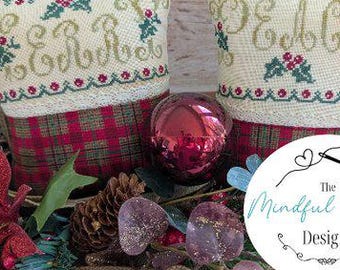 Counted Cross Stitch, Christmas Pillows, Merry, Peace, Pillow Ornaments, Bowl Fillers, The Mindful Needle Designs, PATTERN ONLY