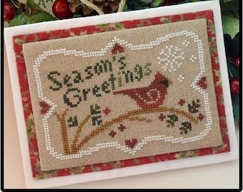 Counted Cross Stitch Pattern, Season's Greetings, Christmas Ornament, Cardinal Ornament, Christmas, Little House Needleworks, PATTERN ONLY