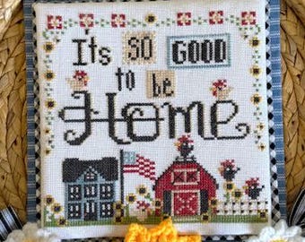 Counted Cross Stitch Pattern, Good to be Home, United States Flag, Barn, Flower Motifs, Stitching with the Housewives, PATTERN ONLY