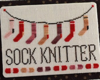 Counted Cross Stitch Pattern, Socks on the Line, Yarn, Socks, Pillow Ornament, Bowl Filler, October House Fiber Arts, PATTERN ONLY