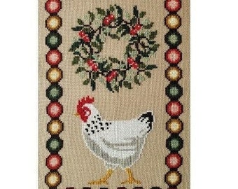 Counted Cross Stitch, Christmas Chicken, Folk Art, Country Chic, Christmas Wreath, Gigi Reavis, The Artsy Housewife, PATTERN ONLY