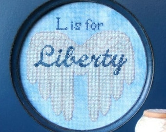 Counted Cross Stitch Pattern, L is for Liberty, Patriotic Decor, Freedom, Alphabet Series, Beth Twist, Heartstring Samplery, PATTERN ONLY