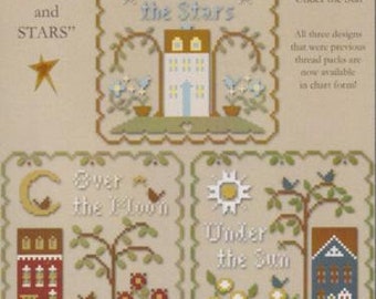 Counted Cross Stitch Pattern, Sun, Moon and Stars, Country Chic, Saltbox Homes, Motifs, Flower Motifs, Little House Needlework, PATTERN ONLY