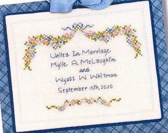 Counted Cross Stitch Pattern, A Wedding Announcement, Floral Motifs, Personalization, JBW Designs, PATTERN ONLY