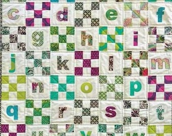 Quilt Pattern, Alphabet Applique, Baby Quilt, Child's Quilt, Wall Hanging, Lap Quilt, Jemima Flendt, Tied with a Ribbon, PATTERN ONLY