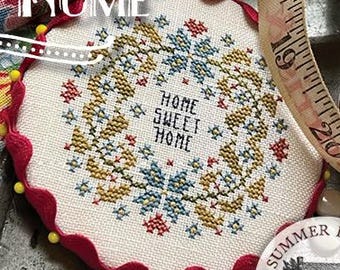 Counted Cross Stitch Pattern, Home Sweet Home, Flower Motifs, Pincushion, Spring Decor, Summer House Stitche Workes, PATTERN ONLY