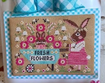 Counted Cross Stitch Pattern, Fresh Flowers, Spring Decor, Bunnies, Sheep, Flower Motifs, Stitching with the Housewives, PATTERN ONLY