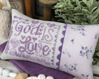 Counted Cross Stitch Pattern, God is Love, Inspirational, Primrose Cottage Stitches, PATTERN ONLY