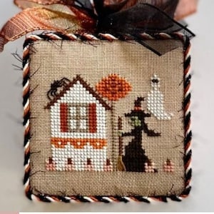Counted Cross Stitch Pattern, Halloween Frill, Halloween Decor, Tiny Town Series, Witch, Ghost, Heart in Hand, PATTERN ONLY