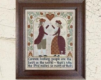 Counted Cross Stitch Pattern, Common Looking, Folk Art, Primitive, Early American Folk Art, Teresa Kogut, PATTERN ONLY