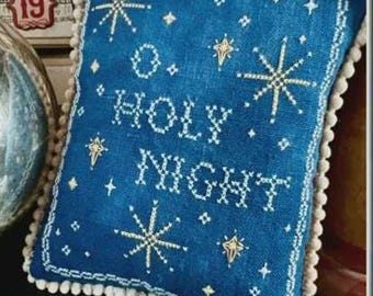 Counted Cross Stitch Pattern, O Holy Night, Pillow Ornament, Bowl Filler, Christmas Decor, Star Motifs, Violets & Sunshine, PATTERN ONLY