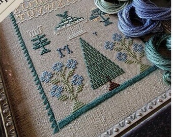 Counted Cross Stitch Pattern, Mysterious M Sampler 1800s, Miniature Sampler, Reproduction, Birgit Tolman, The Wishing Thorn, PATTERN ONLY