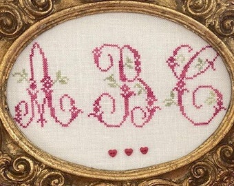 Counted Cross Stitch Pattern, Renee’s French Alphabet, Pillow Ornament, Bowl Filler, Personalize, J B W Designs, PATTERN ONLY