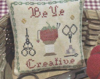Counted Cross Stitch Pattern, Be Ye Creative, Bowl Filler, Sewing Notions Motifs, Pillow, Shellie Fry, Antique Needleworkers, PATTERN ONLY