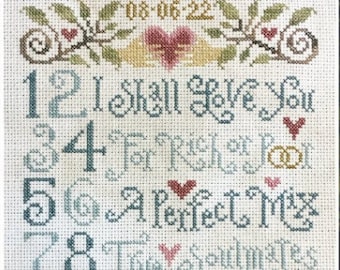 Counted Cross Stitch Pattern, Counting On Love, Country Rustic, Valentine's Day, Hearts, Silver Creek Samplers, PATTERN ONLY