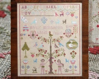 Counted Cross Stitch Pattern,  Mercy Megginson 1849, Antique Reproduction Sampler, Alphabet, Heartstring Samplery, PATTERN ONLY