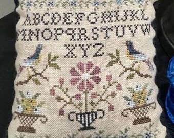 PRE-Order, Counted Cross Stitch Pattern, Bluebird Sampler, Simpler Sampler Series, Bowl Fillers, Motifs, The Scarlett House, PATTERN ONLY