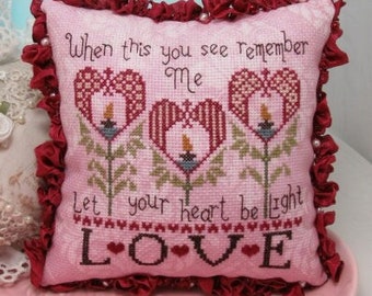 Counted Cross Stitch Pattern, Be Light, Valentines Day Decor, Pillow Ornament, Carolyn Robbins, KiraLyns Needlearts, PATTERN ONLY