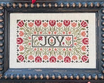 Counted Cross Stitch Pattern, Joy, Tulip, Floral Motifs, Pillow Ornament, Bowl Filler, Pincushion, My Big Toe Designs, PATTERN ONLY
