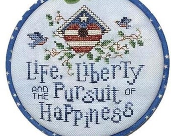 Counted Cross Stitch Patterns, Hoop De Doo, Life & Liberty, Patriotic, Pillow Ornaments, Bowl Fillers, Sue Hillis Designs, PATTERN ONLY