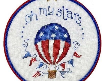 Counted Cross Stitch Patterns, Hoop De Doo, Oh My Stars, Patriotic, Pillow Ornaments, Bowl Fillers, Sue Hillis Designs, PATTERN ONLY