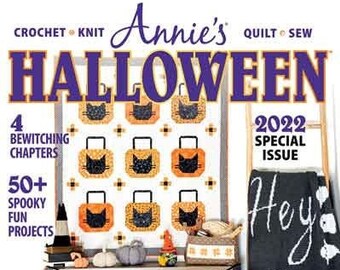 Annie's Halloween Special, Special Issue 2022, Crochet, Knit, Sew, Quilt, Halloween, Holiday Decor, Bats, Ghosts, Frankenstein