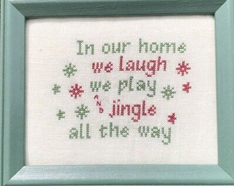 Counted Cross Stitch Pattern, Jingle & Joy all the Way, Christmas Decor, Stars, Snowflakes, Verse Sampler, Poppy Kreations, PATTERN ONLY