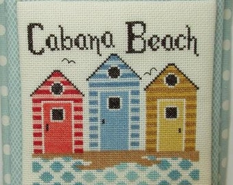 Counted Cross Stitch Pattern, Cabana Beach, At the Shore Collection, Beach Decor, Seagulls, Sand, Huts, KiraLyn's Needlearts. PATTERN ONLY