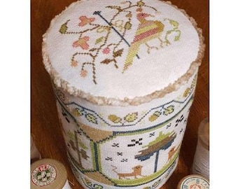 Counted Cross Stitch Pattern, Mary Ann Kittle 1813, Reproduction Adaptation, Pin Drum, Animal Motifs, Crowsfeet Stitching, PATTERN ONLY