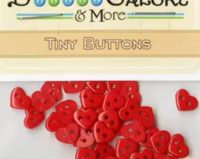 Mini Red Heart Buttons, Two Holed Tiny Buttons, Heart Shaped, #1826 ...