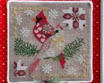 Counted Cross Stitch Pattern, Love, Cardinals, Winter Decor, Power, Spiritual Symbolism, Pillow Ornament, Jan Hicks Creates, PATTERN ONLY