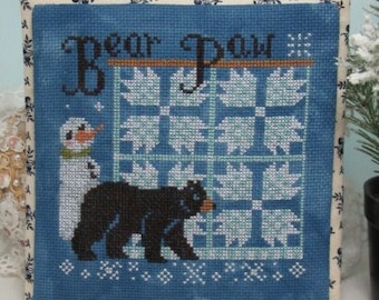 Counted Cross Stitch Pattern, Bear Paw, Winter Decor, Snowman, Pillow Ornament, Bowl Filler, KiraLyn's Needlearts, PATTERN ONLY