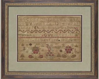 Counted Cross Stitch Pattern, Sarah Ann Guy 1875 Sampler, Miniature Reproduction, Alphabet, Birgit Tolman, The Wishing Thorn, PATTERN ONLY